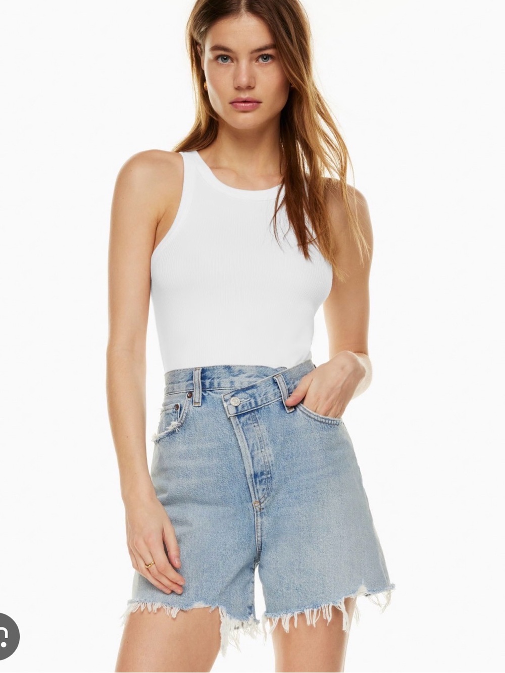 Agolde criss cross shorts 25 Light Blue Distressed Denim  Casual High-Rise